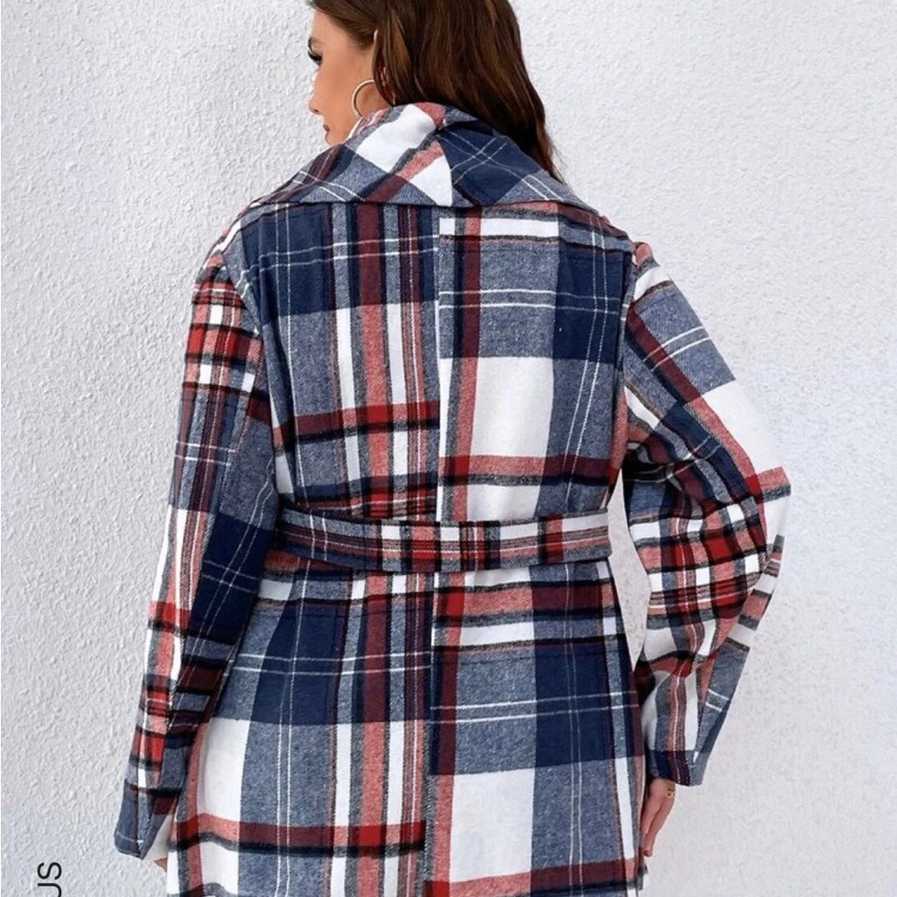 New Plaid Wrap Jacket. Plus 2XL SHEIN Curve - Picture 3 of 4